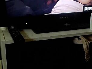 Big black cock penetrates solo play