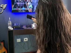 Aliya brynn strips and rides pole in doggystyle slut play