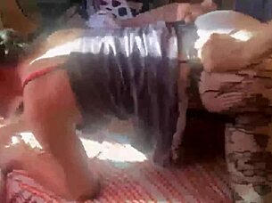 French amateur in satin panties gives blowjob then ass to mouth