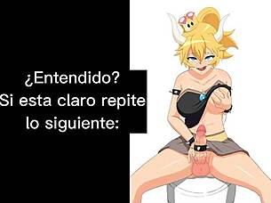 bowsette gives jerk off instructions and cum eating in spanish