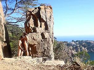 Hot couple outdoor sex in the middle of a path amateur