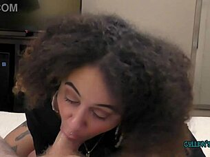 Kingsley's teasing blowjob with big tits and cum in mouth