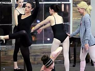 listening to classical music during ballet practice inspires these girls to have some lesbian sex
