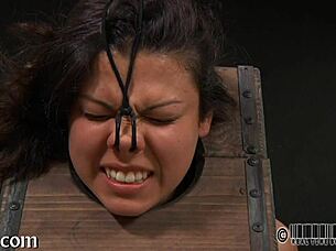 Girl Performs A Striptease Inside The Cage