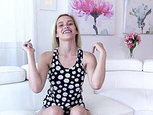 pretty teen karter foxx sucks huge monster cock in pov, gets cum facial