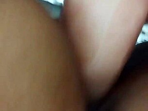 double penetration with cock in ass and toy in pussy, moans and screams
