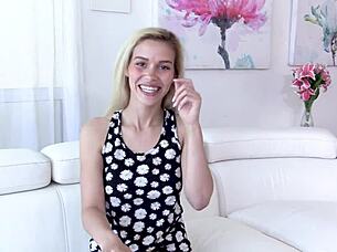 pretty teen karter foxx sucks huge monster cock in pov, gets cum facial