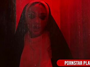 Busty nun Leya Falcon rides Kali Danes' big toys!
