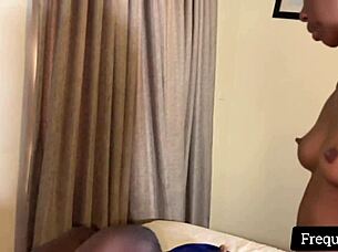 In college, horny school girl gets fucked by black big dicks in missionary position.