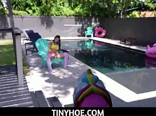 Violet gems fucked under desk by stepbrother