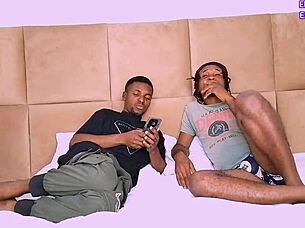 Threesome with two guys cumming on my ass!