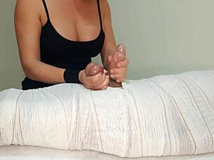 Part 1: Mummified Handjob Interrupted Mid-Cum for Minutes