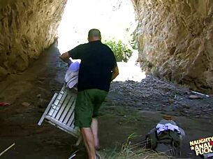 Cave Girl Fingered With Toys Outdoors