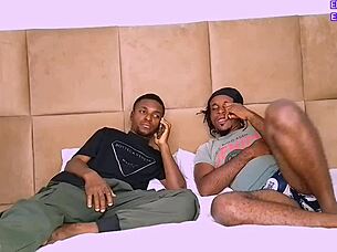 Threesome with two guys cumming on my ass!