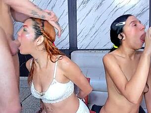 Rough Throat Fucking With Two Beautiful Hotties