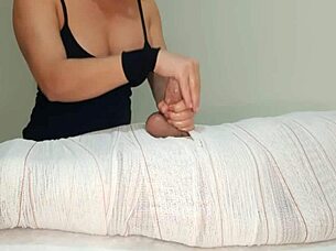 Part 1: Mummified Handjob Interrupted Mid-Cum for Minutes