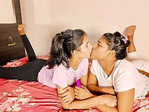 Skinny blonde gets a wet pussy pounding in FFM threesome