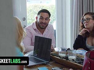 teamskeet - nerdy cute girl leana lovings helps pornstars and ends up in the movie - fluffers pt 2 😏