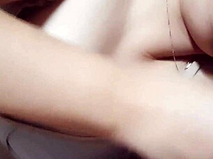 sexy babe intensely giving sloppy blowjob and taking cum in her mouth