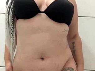 Brazilian Amateur With Natural Tits And Piercing Masturbating Big Ass In Shower