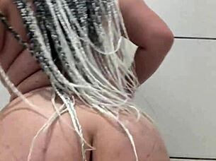 Brazilian Amateur With Natural Tits And Piercing Masturbating Big Ass In Shower