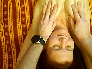 Tits massage with olive oil, squeezing them bouncy and wet! 😍