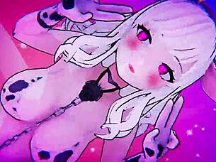 The sexual slave dressed as cow performs exercises