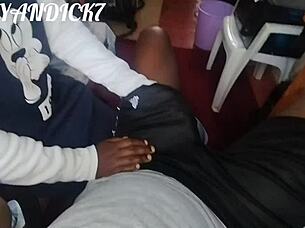 African hot nanny plays with boss's black dick while wife is at work 😏. She teases it seductively.