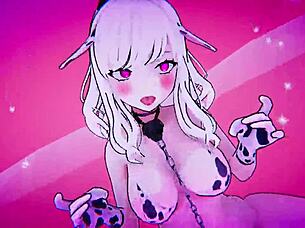 The sexual slave dressed as cow performs exercises