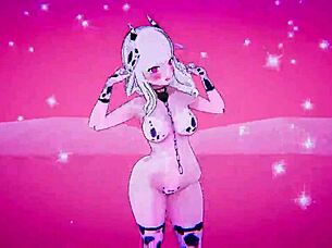 The sexual slave dressed as cow performs exercises