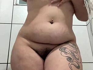 Brazilian Amateur With Natural Tits And Piercing Masturbating Big Ass In Shower