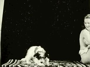 vintage pussy and pooch in outdoor hairy retro scene