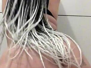 Brazilian Amateur With Natural Tits And Piercing Masturbating Big Ass In Shower