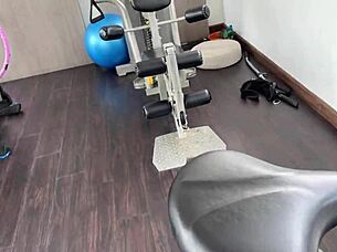 Oh, this sexy brunette moans as her pretty ass gets fucked doggystyle in gym!