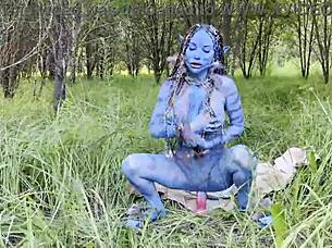 Monika Fox delivers big prolapse from hard dildo anal and pussy fucking in nature.