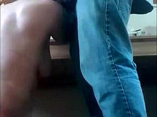 slave submits to belt in homemade bdsm