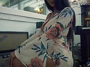 Black beauty Harley Dean undresses for a steamy solo