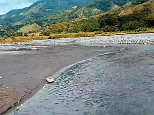 Risky passionate moment in nature outdoors with a couple