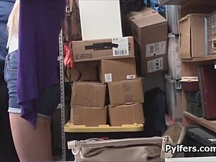 sec guard banging perky blonde teen behind the scenes