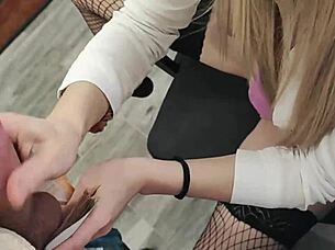 pov blowjob in the office with my busty boss