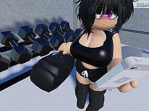Roblox players having fun at the gym