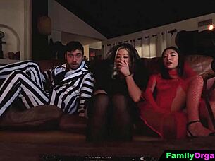 Siblings subdued by haunted house in familyorgasm.