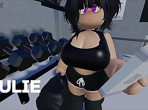 Roblox players having fun at the gym