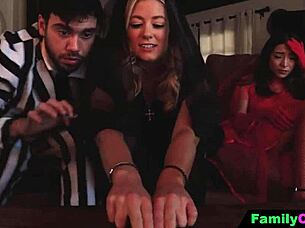 Siblings subdued by haunted house in familyorgasm.