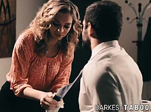 Sinful babe enjoys a taboo encounter with her boss.