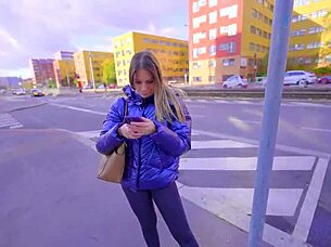 Tiny Hottie Mae Olsen Rubs Monster Cock With Feet