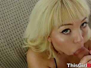 Velvet Rain casually sucks cock in sexy scene