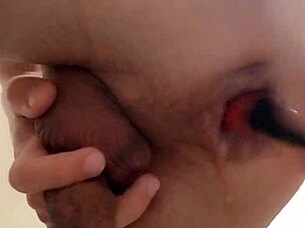 my natural anal lube leaking from prolapse, squirming from big cock stretching 😩