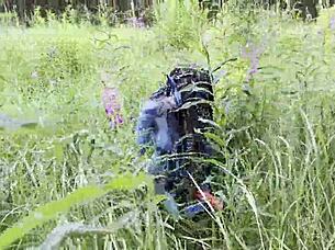 Monika Fox delivers big prolapse from hard dildo anal and pussy fucking in nature.