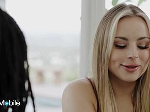 Curvy ebony licks blonde friend's ass then spreads her pussy